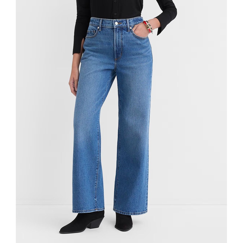 LOFT 14 The Wide Leg Jeans Blue High Rise Stretch 781787 Casual Minimalist